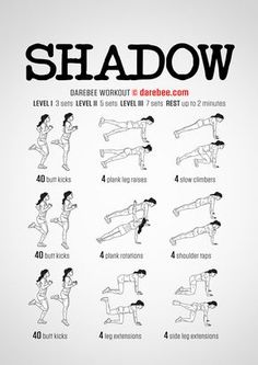 a poster showing how to do the shadow workout for beginners, with instructions