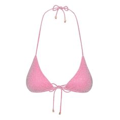 A side-tie bikini in pink glitter. Fully adjustable triangle top with self-tie fastenings. Model 1 wears size: Medium (32C) Model 2 wears size: Small (32A) We recommend sizing up. Sustainable Sunglasses, Summer Stuff, Pink Sparkly, Ballet Pink, Cute Simple Outfits