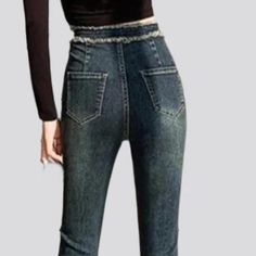 Welcome to the future of street style our 2023 Spring-Summer Collection of Street Jeans for Women! These jeans are crafted with love. reminiscence. and a dash of modern flair to bring you a timeless look you'll love.Why These Jeans Will Become Your FavoriteCombining the best of classic and modern style. these jeans feature a signature bootcut and stonewashed dark raw waistline. along with a elevated-waisted fit for an edgy. flattering look. Plus. the zipper and button closure ensure your jeans s Chic Non-stretch Dark Wash Jeans, Trendy Stretch Flare Jeans, Trendy Stretch Jeans With Frayed Hem, Trendy Stretch Cropped Jeans For Fall, Trendy Jeans For Fall Day Out, Trendy Fall Jeans For Day Out, Chic Non-stretch Dark Wash Cropped Jeans, Chic Non-stretch Jeans With Frayed Hem, Fall Jeans For Day Out With Five Pockets