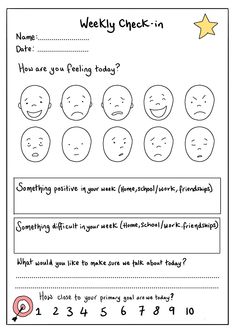 This check in sheet can be used at the start of therapy or regular check ins in schools. Can also be used as a personal reflection sheet Check In Therapy Activities, Therapy Sheets, Emotional Regulation Worksheets, Mood Check In, Midweek Check In, Therapy Check In, Counseling Check In Activities, Counseling Check In, Therapy Activity For Kids