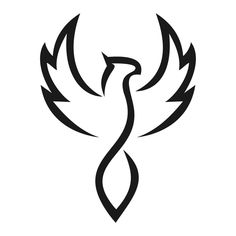 a black and white image of a bird with wings on it's back, in the shape of a spiral