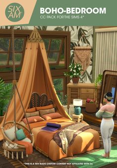 Sims 4 Pack, The Sims 4 Pack, Farmhouse Layout, Sims 4 Beds, Lotes The Sims 4, Sims 4 Bedroom