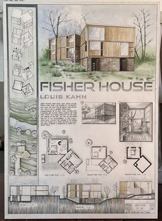 a drawing of a house with plans for the front and back walls, including flooring