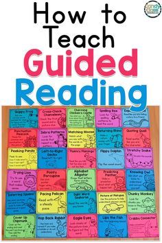 a book cover with the words how to teach guided reading written in bright colored blocks