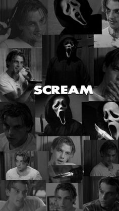 scream collage with images of actors and their faces in the same photo, including one man