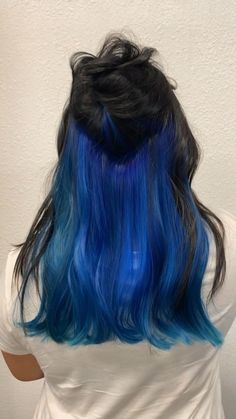 Blue Underdye Hair, Underdye Hair, Blue Brown Hair, Midnight Blue Hair, Royal Blue Hair