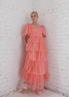 Allegro Dress - Coral | Designer Dress by JessaKae | Size-Inclusive Available in XXS-6X Frocks Design, Church Fits, Party Attire, Dress Inspo, Frock Design