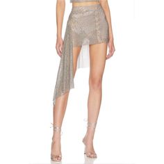 New ! Size S Self: 100% Aluminum Lining: 93% Polyamide, 7% Elastane Made In London Hand Wash Partially Lined Mesh Liner Wrap Styling With Dual Lobster Clasp Closure And Draped Fabric Overlay Smocked Elastic Waistband In Back Chainmail Rhinestone Embellishments Throughout Heavyweight Fabric Item Not Sold As A Set Waist To Shortest Hem Measures Approx 13" And To Longest Hem Approx 31" In Length Revolve Style No. Pgir-Wq8 Manufacturer Style No. Aw22cm022 1135 Poster Girl Crystalized Marjan Skirt Lo Poster Girl, Tie Dye Denim, Black Pleated Skirt, Girls Tie, Navy Skirt, Rhinestone Embellishments, Girls Fleece, Skirt Long, Cargo Skirt