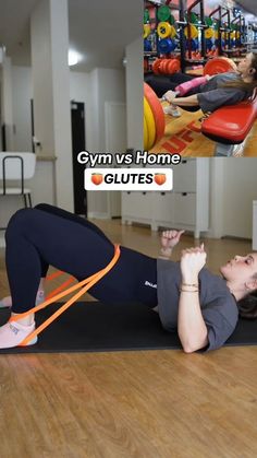 Save & Try: Gym vs Home Glutes Workout 🔥 Working Out Glutes, Pilates Bar With Resistance Bands Workout, Glute Accessory Work, At Home Workout Essentials, Glute Stretches Post Workout, Hiit Legs And Glutes, Glute Hyperextension At Home, Gym Glute Workout Women, Glutes Home Workout