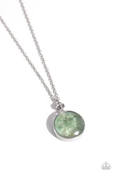 Pieces of jade stones shift back and forth inside a glassy frame encased in a silver compass-like fitting, resulting in a dramatically earthy pendant at the bottom of an extended silver chain. Features an adjustable clasp closure.   Sold as one individual necklace. Includes one pair of matching earrings. Long Silver Necklace, Paparazzi Accessories, Jade Stone, Paparazzi Jewelry, Green Necklace, Matching Earrings, Long Necklace, Fashion Watches, Beautiful Necklaces