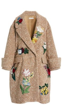 Mode Mantel, Patchwork Coat, Wool Blend Coat, Moda Vintage, Mode Inspiration, Printed Mini Dress, Outfits Casuales, Moda Operandi, Look Fashion