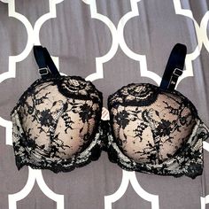 Nwt Victoria’s Secret Dream Angels Demi Bra In A Beautiful Black And Nude Laced Embroidered With Tiny Rhinestones Black Party Bra With Contrast Lace, Black Bra With Contrast Lace For Party, Elegant Victoria's Secret Lace Bra, Elegant Lace Bra By Victoria's Secret, Cute Bras, Sleep Wear, Demi Bra, Victoria Secret Bras, Bra Styles