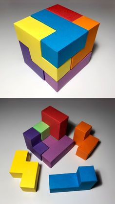 two different colored blocks sitting next to each other