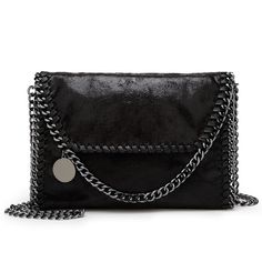 This gorgeous crossbody is a definite show stopper! Wear it to formal events, weddings, or for a night out. Features chain trims and soft body material. The chain continues to the sides of the tote bag, making the handbags more durable. The double sealing method of the zipper and the magnetic buckle can better protect the contents of the bag. Hang it off your shoulder or store the chain strap inside to carry as a luxurious clutch. Offered in shimmery Black, Silver, Blue or Gray. Inside: 2 small Suede Clutch, Woman Bags Handbags, Crossbody Clutch, Black Chain, Shoulder Messenger Bag, Types Of Bag, Chain Shoulder Bag, Chain Bags, Casual Bags