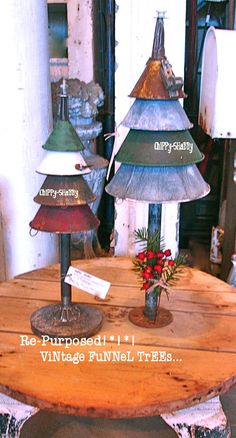 a table with three lamps on it and a sign that says re - purposed