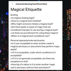 a white piece of paper with the words'magic etiquette'on it