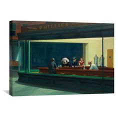 Hopper Panda Canvas Art Clock Canvas Hopper Nighthawks, Cornice Tv, Hopper Art, Edward Hopper, Painting Digital, Exhibition Poster, Frame Tv, Framed Tv, Cafe Bar