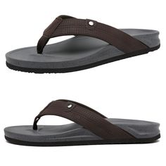 PRICES MAY VARY. GREAT FOR BEACH：These flip flops are beach life in general. The waterproof and quick-dry leather upper and sole allow you to wear in wet places. And Slip-resistant sole make you walk in anywhere like pool easily. CUSHION SOLE: The arch support can help you relieve plantar fasciitis, tendinitis, etc. And Cushion sandals have a high energy rebound for effortless comfort. COMFORT MATERIAL: The toe post is made of soft and skin-friendly fabric, will not scratch the toes during walki Durable Flip Flops For Summer Beach, Durable Flip Flops For Beach In Summer, Durable Summer Beach Flip Flops, Durable Brown Sandals For The Beach, Durable Brown Sandals For Beach, Durable Casual Beach Flip Flops, Casual Durable Flip Flops For Beach, Breathable Synthetic Flip Flops For Outdoor, Comfortable Durable Beach Sandals