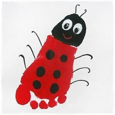 a drawing of a ladybug with black spots on it's body and legs