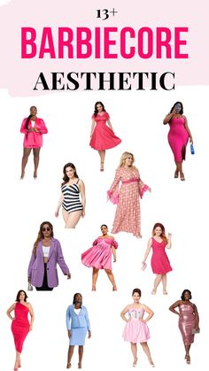 OMG!! How good are these barbiecore outfit aesthetic ideas? Plus Size Barbie Inspired Outfits, Barbiecore Outfit Plus Size, Elizabethcore Aesthetic, Barbiecore Aesthetic Outfit, Barbie Outfit Ideas For Women, Barbie Cast, Outfit Aesthetic Ideas, Plus Size Barbie, Margot Robbie And Ryan Gosling