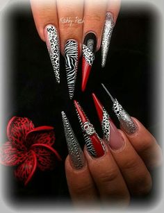 Newest Nail Designs, Goth Acrylic Nails, Badass Nails, Beach Nails Art, Extreme Nails, January Nail, Acrylic Nail Designs Coffin, 2023 Nail, Diamond Nail Art