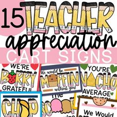 teacher appreciation cards with the words, we're grateful for every child in this class