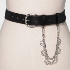 Wild Fable Black Belt With Butterfly Chain. Size Medium. Style# Tarb917. Faux Leather. New With Tags. Edgy Black Metal Chain Belt, Trendy Black Chain Belt With Chain Strap, Black Chain Belt For Night Out, Black Metal Chain Belt For Night Out, Edgy Silver Chain Belt, Trendy Black Chain Belt For Night Out, Edgy Silver Chain Belt With Chain Strap, Chic Black Chain Link Belt, Black Metal Chain Belt With Silver Chain