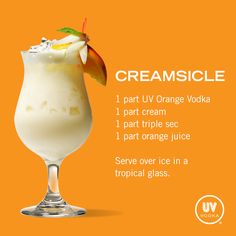 UV Vodka Recipe: Creamsicle Uv Vodka Recipes, Creamsicle Cocktail, Orange Vodka, Vodka Recipes