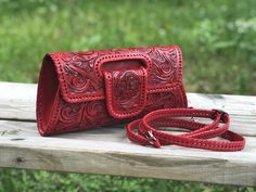 Hand Tooled Leather Purse, Tooled Bag, Small Crossbody, Leather Clutch, "Lengueta" by ALLE, Mexican bag, s, Graduation Gifts by ALLEHandbags on Etsy Soft Leather Handbags, Quality Handbags