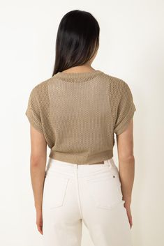 Crochet is the trend for the warmer months, so get ahead of the game and get this Crochet Crop Top for Women in Taupe! The neutral color, short sleeves, and crochet design is perfect for going out or lounging at the pool. Add to the cart today before it’s gone! Mimosa Style: MT1605-TAUPE Color: Natural 100% Cotton Women’s sweaters Short sleeves Crochet fabric Slightly cropped Ribbed collar and hem Measurements from a size Small: Length from center back: 14" Chest: 40" Hand Wash Cold, Lay Flat to Crop Top For Women, Crochet Fabric, Denim Tote Bags, Crochet Crop, Denim Tote, Crochet Design, Crochet Crop Top, Top For Women, Taupe Color