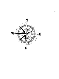 a black and white photo of a compass on a white background with the word w is written below it