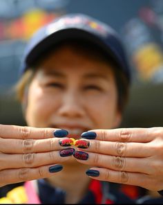 F1 Nails Designs Red Bull, Red Bull Nails F1, Max Verstappen Nails, Red Bull Nails, Redbull Nails, Formula One Nails, Formula 1 Nail Art, F1 Nail Art, Formula 1 Nails