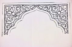 a drawing of an intricately designed arch in the middle of a wall with flowers on it