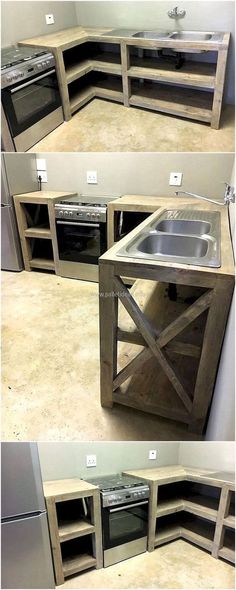 Pallet Barn, Wood Pallet Recycling, Pallet Projects Easy, Kabinet Dapur, Diy Countertops, Ideas Casa