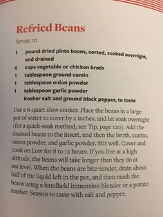 an open book with instructions on how to make baked beans