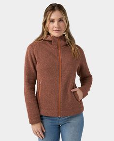 Women's Sweetwater Fleece Full Zip Hoodie Midweight Recycled Polyester Fleece Jacket For Fall, Fall Midweight Hooded Jacket With Drawstring, Recycled Polyester Long Sleeve Hoodie For Winter, Spring Hiking, Back Bag, Woman Back, Gear Bag, Back Women, Sweater Knit