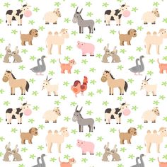 an animal themed wallpaper with many different animals on it's sides and green stars in the background