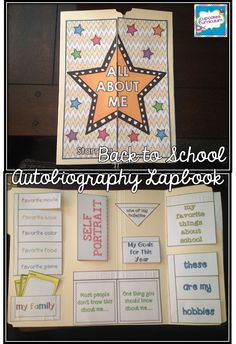 the back to school photo book is open and ready for students to use it as an activity