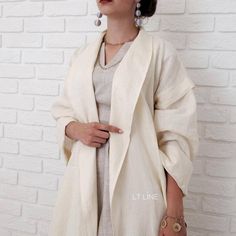 Elegant and modest washed linen Abaya cloak for trendy | Etsy Linen Abaya, Modest Abaya, White Cloak, Engagement Party Outfit, Long Cape, Crushed Velvet Dress, Summer Coats, Wedding Kimono, Iranian Women Fashion