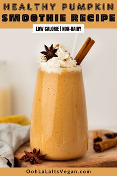 healthy pumpkin smoothe recipe in a large glass Pumpkin Smoothie Recipe, Pumpkin Pie Smoothie, Pumpkin Smoothie, Paleo Pumpkin, Gluten Free Pumpkin, Healthy Pumpkin, Pumpkin Season