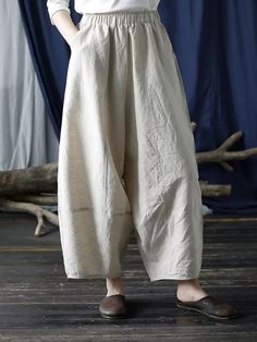 Babakud Women Solid Colors Cotton Casual Wide Legs Pants Wide Legs Pants, Linen Coat, Long Sleeve Outfits, Casual Wide Leg Pants, Short Summer Dresses, Hooded Dress, Half Sleeve Dresses, Summer Dress Outfits, Knitted Coat