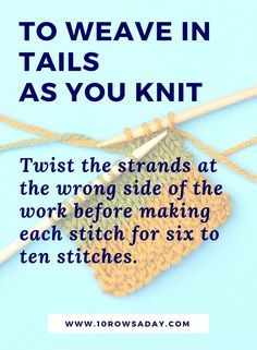 there is a quote about knitting on the blue background