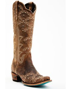 Full-grain leather. 14" shaft height. 1.75" heel height. Leather outsole with rubber heel cap. Tony Lama Boots Womens, Seashell Embroidery, Tony Lama Boots, Ostrich Legs, Womens Cowgirl Boots, Bridal Boots, Boot Barn, Western Chic, Cowboy Boots Women