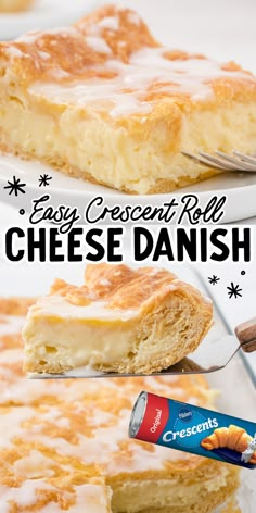 Easy Crescent Roll Cheese Danish Recipe Homemade Cheese Danish Recipe, Homemade Cheese Danish, Crescent Roll Cheese, Easy Cream Cheese Danish Recipe, Easy Cheese Danish, Breakfast Cheese Danish, Crescent Roll Recipes Dessert, Sweet Cream Cheese Filling, Rhodes Dinner Rolls