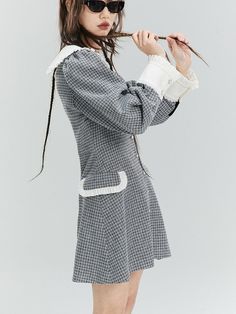 Material: Polyester Size: SMLModel: 175cm/49kg Length Bust Sleeve Waist S 82cm 86cm 66cm 82cm M 85cm 90cm 67cm 85cm Big Collar, Mens Outerwear, Collar Dress, Mens Bottom, No Frills, Cute Dresses, Gray Color, High Neck Dress, Knitwear