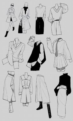 an image of women's clothing sketches