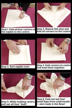 instructions to fold napkins on top of each other