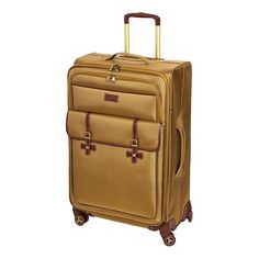 Samantha Brown SAM Collection 30" Expandable Spinner Travel expert Samantha Brown has an exclusive line of luggage at HSN that she developed based on her extensive knowledge. Her luggage focuses on staying organized while you're traveling, while also looking stylish. Her luggage helps you have room for everything you need, but is designed to withstand the rigors of travel today. This exclusive line is called SAM and is a more tailored, masculine looking luggage. It's perfect for anyone who wants Elegant Brown Luggage For Overnight Trips, Elegant Luggage With Sleeve For Trip, Elegant Brown Luggage For Travel, Elegant Brown Travel Accessories, Gold Rectangular Travel Cases, Gold Luggage With Sleeve For Travel, Gold Rectangular Luggage For Travel, Samantha Brown, Spinner Luggage