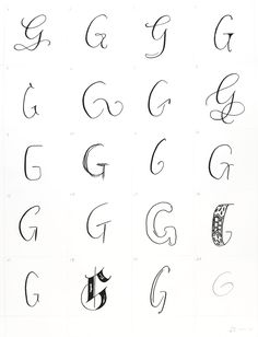 some type of calligraphy that is written in cursive writing, with the letter g on it