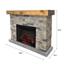 an image of a fireplace with measurements for it